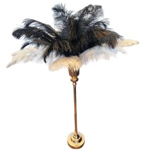 Décor sur pied plumé noir et blanc