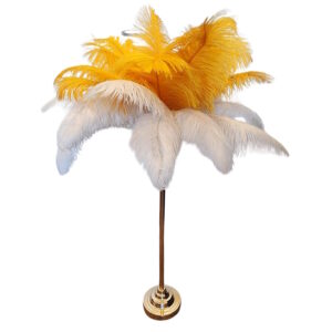Décor sur pied plumé orange et blanc