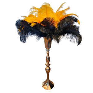 Décor sur pied plumé orange et noir