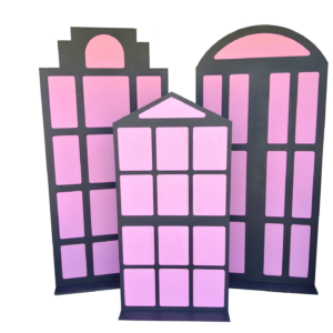 Facades de building saturées rose
